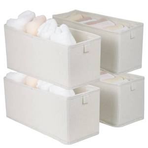 lot 86700 image: Fordonral 4 Pcs Fabric Narrow Storage Bins for Drawer, Shelf, Closet, Countertop, Small baskets for Organizing, Sock Underwear Organizer, Long Storage Container Bin