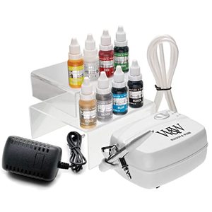 lot 86705 image: Watson & Webb Essentials Selection - 18pcs Cake Airbrush Decorating Kit - Inc Professional 3 Speed Mains Powered Spray Gun, 8 Vibrant Colors & Tools - for Food, Cakes, Cookies & Baking - Retail $93.84