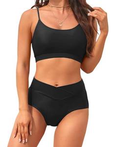 lot 86718 image: XUNYU High Waisted Bikini Sets for Women Push Up Two Piece Swimsuit Tummy Control Bathing Suits Crossover Bottoms Swimwear L