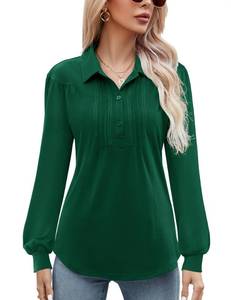 lot 86720 image: Micoson Womens Polo Tee Shirts Long Sleeve Button Down Tshirt Loose Casual Collared Blouse
