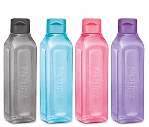 lot 86741 image: MILTON Sports Water Bottle Square Juice Box 4 Set 17 oz. Great for Juices Milk Smoothies Plastic Wide-Mouth Reusable Leak Proof Drink BottleCarton for School Bags Lunch Boxes Gym Flip Lid -BPA Free