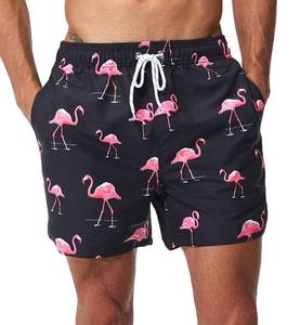 lot 87938 image: SILKWORLD Mens Swim Trunks Quick-Dry Printed Swim Suit Shorts Mesh Lining-New, Pink Flamingo, Small