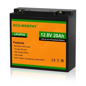 lot 87942 image: ECO-WORTHY 12V 20Ah Lithium Battery, 3000 Deep Cycle Rechargeable LiFePO4 Lithium Ion Phosphate Battery with BMS for Trolling Motor, Fish finder, Kids Scooters, Power Wheels, Outdoor Camping