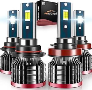 lot 87943 image: FITMOTORS H11H8H9 9005HB3 LED Bulbs,160W 32000 Lumens Bright,6500K Cool White LED Fog Light Halogen Replacement IP68 Waterproof, Pack of 4