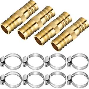 lot 87962 image: Zhengmy 12 Pcs Hose Repair Connectors with Claps Brass Garden Hose Repair Kit Fitting Water Hose Repair Kit Female Hose End Repair(38-12 Inch)