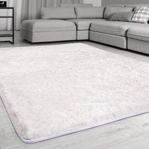 lot 87963 image: Signature Loom White 4x5 Area Rug - Soft Fluffy Velvet Rug for Bedroom, Living Room - Non-Slip Shaggy Carpet with Hypoallergenic Polyester & PVC Dots - Handmade Low Pile Rug for Kids Room, Indoor