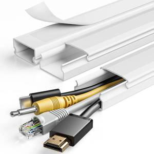 lot 87967 image: Yecaye TV Cord Hider, 47In Cord Cover, Large Cable Hider, Wire Covers for 4 Cords, Cable Raceway Wire Hider, Wire Hiders for TV on Wall, Cable Cover Cord Concealer, 3L15.7in W1.18in H0.6in, White