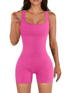 lot 87986 image: YIOIOIO Women Yoga Romper Workout Ribbed Square Neck One Piece Seamless Tank Top Jumpsuit S