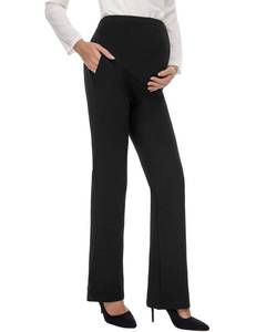 lot 87992 image: Tapata Womens Maternity Pants 28 30 32 Inseam Bootcut Dress Pants with Pockets Over The Belly Pregnancy Pants for Work Over-Bump 32, Black, S