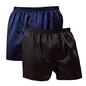 lot 88001 image: Yoluchuo Mens Satin Boxer Shorts Sleep Shorts Underwear Satin Pajama Bottoms for Men -LONLY THE BLACK PAIR