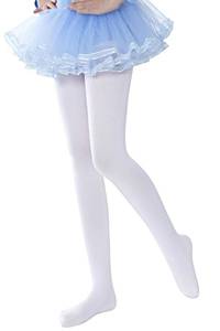 lot 88002 image: leg elegant Girls Microfiber Soft Opaque Footed Tights and Stockings (White, 5-7)