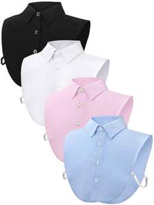 lot 88004 image: Syhood Fake Collar Detachable Dickey Collar Half Shirts Round Collar Blouse False Collar Top for Women Outfits(4 Pcs,White, Black, Pink, Light Blue)