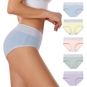 lot 88007 image: BibiMeow Womens Underwear High Waisted Cotton Briefs Stretch Panties Soft Full Coverage Underpants 5 Pack XL