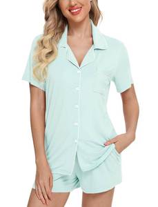 lot 88020 image: Leikar Womens Button Down Pajama Sets Bride Pajamas Sets Sleepwear Shorts Lounge Set XLSHIRT ONLY