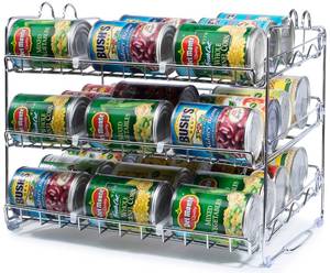 lot 88030 image: Chemar Can Organizer for Pantry - Stackable Can Rack for 36 Cans, Canned Food Storage, Pantry Shelf, Kitchen Cabinet or Countertop. (Chrome)