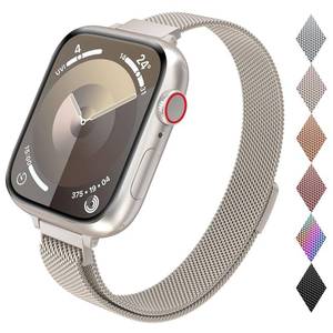 lot 88036 image: CTYBB for Apple Watch Band Series Ultra SE 8 7 6 5 4 3 2 1 38mm 40mm 41mm 42mm 44mm 45mm 49mm, Stainless Steel Slim & Thin Mesh Magnetic Clasp Strap Women and Girl Replacement Band for iWatch