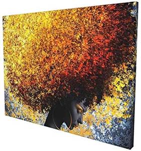 lot 88040 image: Troylis Premium Canvas Wall Art African American Abstract Art Modern Decorative Artwork Black Queen Woman Graffiti Design Abstract Afro Hairstyle Artwork Painting (1218inch-Unframed)