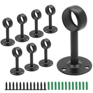 lot 88049 image: Biaungdo 8 Pcs 1-14 Inch Ceiling Curtain Rod Brackets, Curtain Rod Brackets Curtain Flange Rod Holders Heavy Duty Shower Ceiling Mount Rod Holders with Anchor Screw Kit (Black)