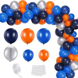 lot 88069 image: 133 Pcs Space Balloons, Royal Navy Blue Orange Metallic Silver Latex Balloons, Outer Space Party Favors 5 10 Inch Balloon Arch Garland Kit Kids Outer Space Birthday Party Supplies