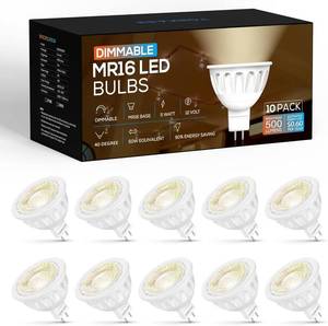 lot 88072 image: Torkase Dimmable MR16 LED Bulbs(UL Listed),2700K Soft White,5W-50W Equivalent,GU5.3 Bi-Pin Base,12V Low Voltage,40-D Narrow Beam Angle,IndoorOutdoor Landscape Warm LED Spot Lighting Bulbs,10-Pack