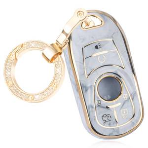 lot 88073 image: SWEETBOND Kye Fob Cover for Buick Enclave Encore GX Envision Lacrosse Regal Tourx, Fashion Key Shell with Diamond Gold Keychain (WHITE)