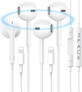 lot 88078 image: 2 Pack-Earbuds for iPhone Headphones Wired Lightning Earphones Headphones with Built-in Mic and Volume Control for 14 Pro MaxiPhone 14 Pro1413121187XRXSX Support All iOS System