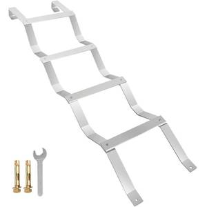 lot 88086 image: HomiShare Egress Ladder 4-Step Basement Egress Ladder, 400LBS Load Capacity Aluminum Basement Ladder, 63x14.8(LxW) Egress Window Ladder with Silver Polished Surface Use for Egress Window Well - Retail $89.99