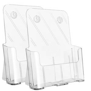 lot 88096 image: KTRIO Acrylic Brochure Holder 8.5 x 11 inch, Plastic Acrylic Literature Holders Clear Flyer Holder Rack Card Holder, Magazine, Pamphlet, Booklet Display Stand Trifold Holder Desk or Wall Mount 2 Pack