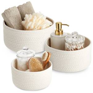 lot 88116 image: Farmlyn Creek 3 Pack Woven Baskets for Storage, Small Round Cotton Rope Organizing Bins (3 Sizes, White)