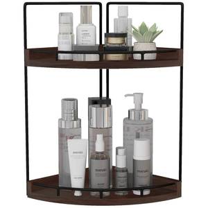 lot 88143 image: Dorhors 2-Tier Corner Bathroom Counter Organizer,Vanity Organizer,Counter Corner Shelf,Bathroom Storage and Organization,Skincare Organizers,Wood Countertop Organizer for Kitchen (Walnut)