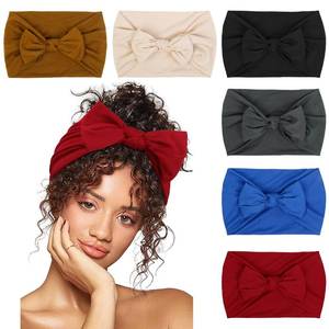 lot 88145 image: Huachi Headbands for Women 6 Packs Cute Bow Head Bands for Women�s Hair, Elastic Wide Knotted Hairbands Headwrap Turban Hair Accessories