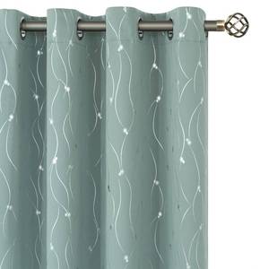 lot 88146 image: BGment Room Darkening Curtains 84 Inches Long, Grommet Thermal Insulated Blackout Curtains with Wave Line and Dots Printed for Bedroom, 2 Panels, Each 52 x 84 Inch, Frosty Green