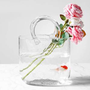 lot 88159 image: Virlwere Flower Vase Glass Bag Vase Handbag Vase Clear Glass Vase Glass Vase with Air Purse Vase Modern Farmhouse Decor