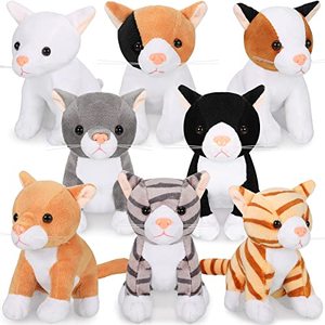 lot 88163 image: 8 Pieces Plush Pets 5 Inch Stuffed Animals Bulk Assorted Cute Stuffed Pet Animal Plush Toys Small Plush Animals for Halloween Kid Classroom School Pet Party Favors Supplies Decoration (Cat)
