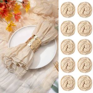 lot 88164 image: Cindeer Set of 20 Gauze Cheesecloth Napkins Rustic Boho Dinner Napkins Wrinkled Cloth Napkins Decorative Napkins for Home Wedding Party Dinner Table Decoration 19.7 x 19.7 Inch(Beige)
