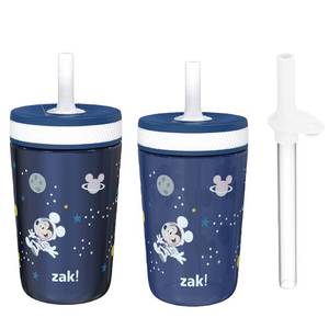 lot 88179 image: Zak Designs Disney Mickey Mouse Kelso Tumbler Set, Leak-Proof Screw-On Lid with Straw, Bundle for Kids Includes Plastic and Stainless Steel Cups with Bonus Sipper (3pc Set, Non-BPA)15 fl oz.