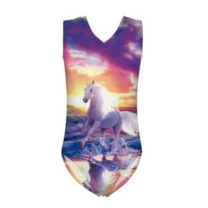 lot 90836 image: FOR U DESIGNS Sunset Horse Printed Girls One Piece Swimsuits Beach Swimwear Bathing Suit for 5-14 Years