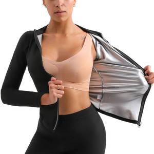 lot 90838 image: Sauna Suit Hot Sweat Body Shaper Jacket Waist Trainer Long Sleeve Zipper Shirt Workout Top 2XL3XL