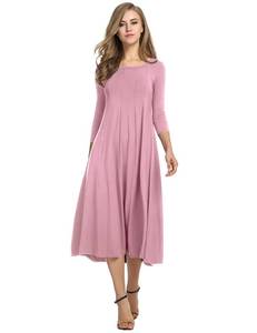 lot 90850 image: HOTOUCH Women 34 Sleeve Vintage Dress Church Midi Dress (Mauve2 XXL)
