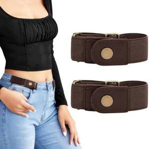 lot 90860 image: LEACOOLKEY No Buckle Stretch Belt for WomenMen�2 Pack Elastic Invisible Belt for Jeans