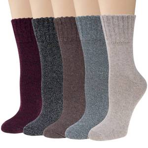 lot 90865 image: Loritta 5 Pairs Womens Wool Socks Winter Warm Socks Thick Knit Cabin Crew Cozy Boot Socks Gifts for Women, BZ-Multicolor Bright