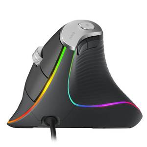 lot 90866 image: Nulea M504 Wired Vertical Mouse, USB Ergonomic Optical Mouse with 4 Adjustable DPI, 11 RGB Backlight Modes, Compatible for Laptop, PC, Desktop, Mac, Grey