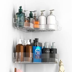 lot 90873 image: Cq acrylic Corner Shower Caddy - 2 Pack,Adhesive Shower Organizers,Wall Mounted Rustproof Clear Shower Shelves,No Drilling Bathroom Shampoo Organizers and Shower Storage Racks,Space-Savin