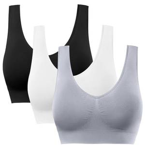 lot 90885 image: BESTENA 3 Pack Sports Bras for Women, Seamless Comfortable Workout Sleep Bra with Removable Pads M