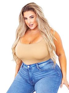 lot 90900 image: POSESHE Plus Size Bodysuits For Women Sleeveless Sexy Tank Top Square Neck Bodysuit Outfits, S-5XL