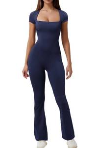 lot 90918 image: Sexyasasii Black Jumpsuit for Women Square Neck Short Sleeve Romper Sexy Full Length One Piece Flare Jumpsuits M