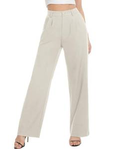 lot 90920 image: Tapata Women Wide Leg Pants High Waisted Dress Trousers Casual Elastic Pockets Business Work Slacks, Beige, 18