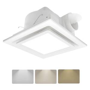 lot 90926 image: POWERENG Bathroom Exhaust Fan with Light,11.8 in Panel,3000K4500K6000K 12W Square LED,141 CFM,0.7 Sones,110V 45W Quiet Bathroom Ventilation Exhaust Fan for ShowerRestroomOfficeHome - Retail $80.93