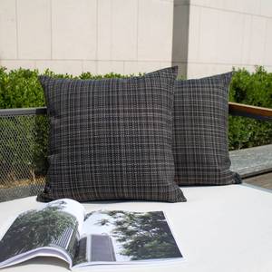 lot 90930 image: Kevin Textile Pack of 2 Decorative Outdoor Waterproof Throw Pillow Covers Stripe Square Pillowcases Modern Cushion Cases for Patio Couch Bench 20 x 20 Inch Black