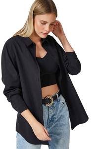 lot 90945 image: Womens Dressy Blouses Tops, Casual Long Sleeve Loose Fit Button Down Shirts (XX-Large, Black)